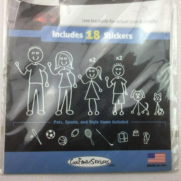 Lot of 18 Family Car Stickers Vinyl Decals Black White Outline Compact Kit Pack - Picture 1 of 4